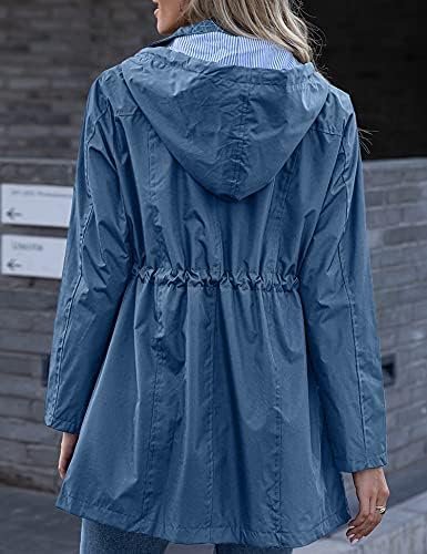 Rain Jacket Women Striped Lined Hooded Lightweight Raincoat ...