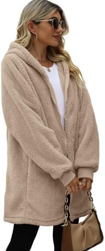 ReachMe Womens Fleece Zip Up Jacket with Pockets Oversized L...