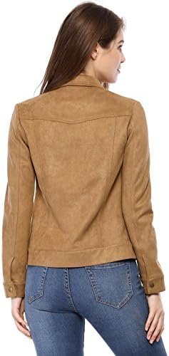 Allegra K Women's Turn-Down Collar Flap Pockets Snap Button ...