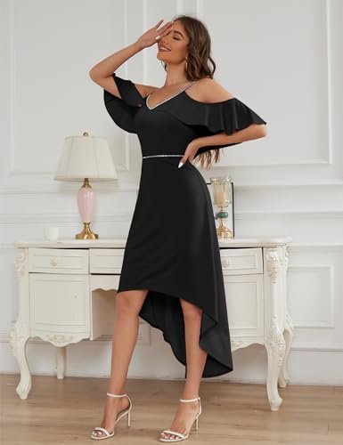 MUADRESS Women Prom Spaghetti Strap Flutter Sleeve V Neck Sp...