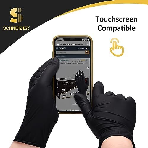Schneider Nitrile Exam Gloves, Black Latex Free Powder Free ...