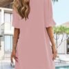 Wkior Shift Dress for Women V Neck Short Sleeves Solid Color...
