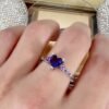 925 sterling silver Purple Zircon heart ring Wedding ring En...
