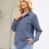 GRAPENT Denim Button Down Shirts for Women Long Sleeve Weste...