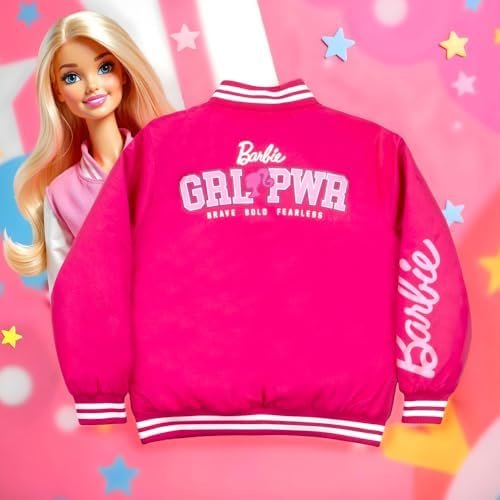 Barbie Girls Bomber Jacket, Zip-Up Bomber Jacket for Girls, ...