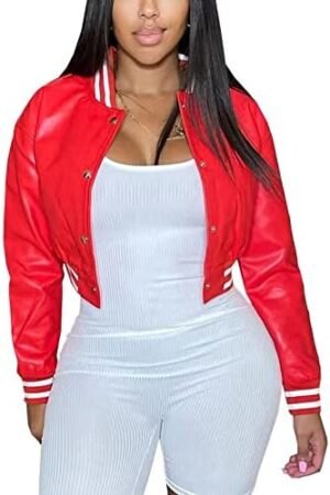 Mintsnow Womens Varsity Jacket Long Sleeve Button Down Bombe... Mintsnow Womens Varsity Jacket Long Sleeve Button Down Bombe...