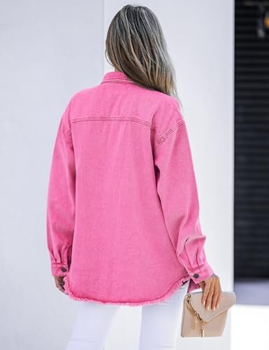 luvamia Denim Jacket for Women Oversized Button Down Casual ...
