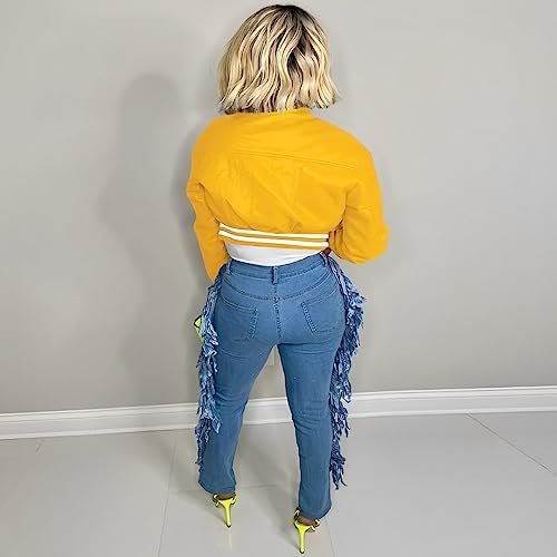 Mintsnow Womens Varsity Jacket Long Sleeve Button Down Bombe...