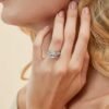 EAMTI 1.5CT 925 Sterling Silver Wedding Band Teardrop Bridal...