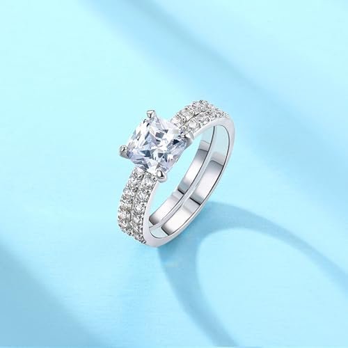2CT Cushion Cut Engagement Rings for Women Fake Wedding Ring...