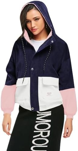 ZAFUL Women's Corduroy Loose Jacket Vintage Raglan Sleeve Ca...