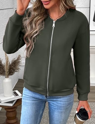 Women's Zip Up Sweatshirts Jackets Long Sleeve Bomber Jacket...