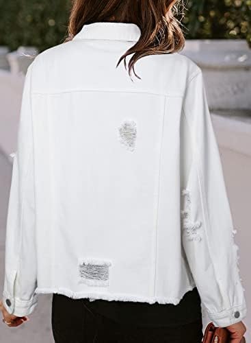 EVALESS Womens Boyfriend Washed Crop Denim Jean Jacket Coat