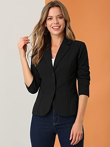 Allegra K Women's Work Office Blazer Stretch Lapel Collar Lo...