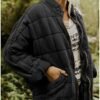 Womens Dolman Quilted Lightweight Jackets Full-zip Stand Col...