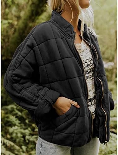 Womens Dolman Quilted Lightweight Jackets Full-zip Stand Col...