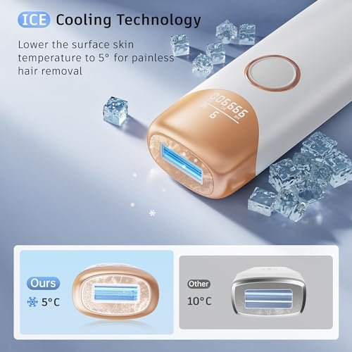 Laser Hair Removal with 5℃ Ice Cooling, Painless IPL Laser H...