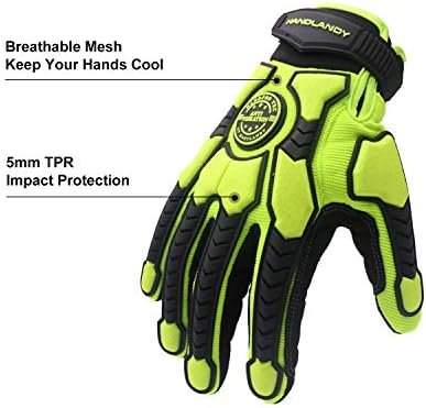 HLDD HANDLANDY Heavy Duty Work Gloves, SBR Padding, TPR Prot...