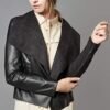 Escalier Women's Faux Leather Jackets Slim Open Front Lapel ...