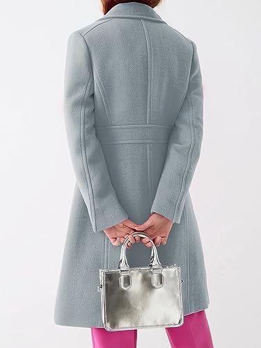 Fisoew Women's Elegant Single Breasted Coat Long Sleeve Mid ...