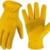 Leather Work Gloves for Men & Women, Reinforced Durable Gard...
