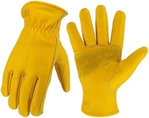 Leather Work Gloves for Men & Women, Reinforced Durable Gard... Leather Work Gloves for Men & Women, Reinforced Durable Gard...