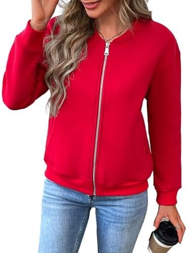 Women's Zip Up Sweatshirts Jackets Long Sleeve Bomber Jacket...