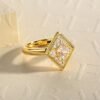 2CT/3CT Cubic Zirconia Yellow Gold Engagement Ring Round Cut...