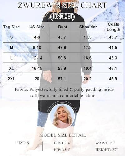 Zwurew Women's Quilted Lightweight Long Puffer Coat Jacket T...