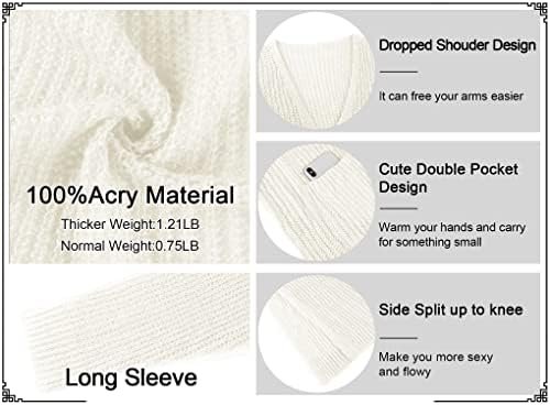 Womens Casual Long Sleeve Split Open Cardigan Knit Long Card...