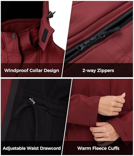 wantdo Women's Softshell Jacket Hooded Fleece Lined Waterpro...