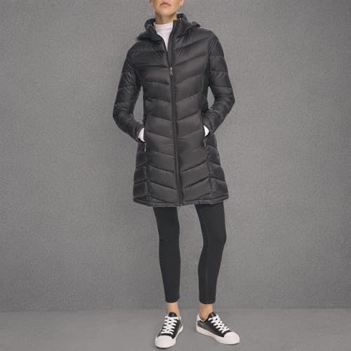 Calvin Klein Women's Everyday Hooded Zip Front Puffer Long S...
