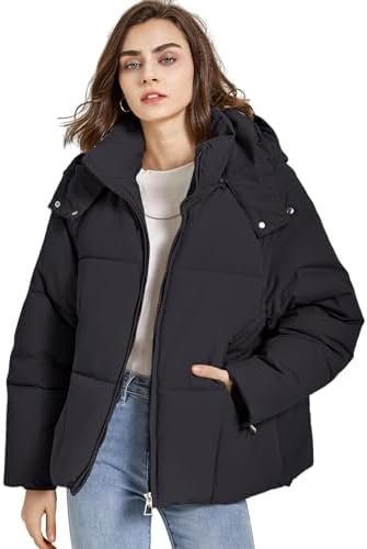 Gihuo Womens Puffer Jacket Full Zip Quilted Hooded Bubble Co...