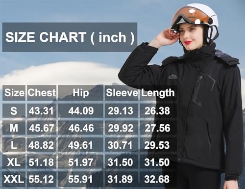 ELLSWOS Womens Winter Coats Waterproof Ski Jacket Warm Snow ...
