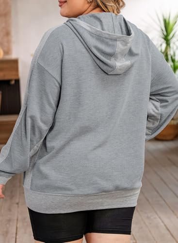 Eytino Womens Plus Size Long Sleeve Zip Up Oversized Casual ...