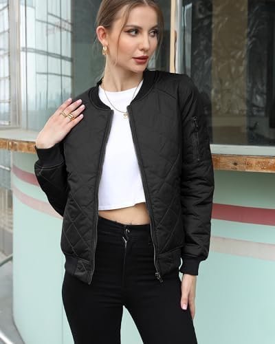 Argstar Women's Quilted Bomber Jakcet with 5 Pockets (XS-XXL...