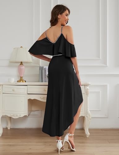 MUADRESS Women Prom Spaghetti Strap Flutter Sleeve V Neck Sp...