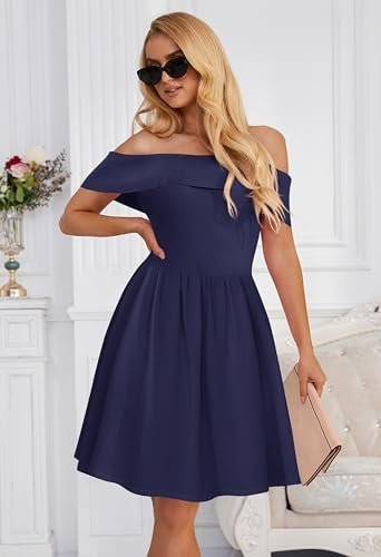 MEROKEETY Women's Summer Off Shoulder Mini Dresses 2025 Ruff...