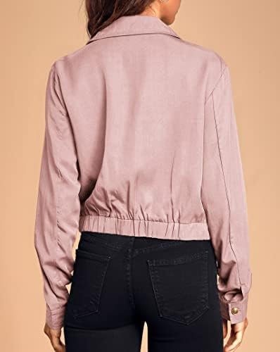 Onedreamer Women's Military Safari Cropped Jackets Button Do...