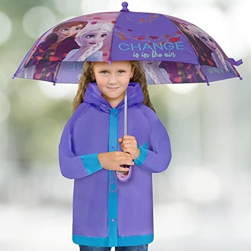 Disney Girls Kids Umbrella and Slicker, Frozen Elsa and Anna...