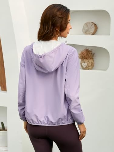 Womens Reversible Rain Jacket Lightweight Waterproof Windbre...