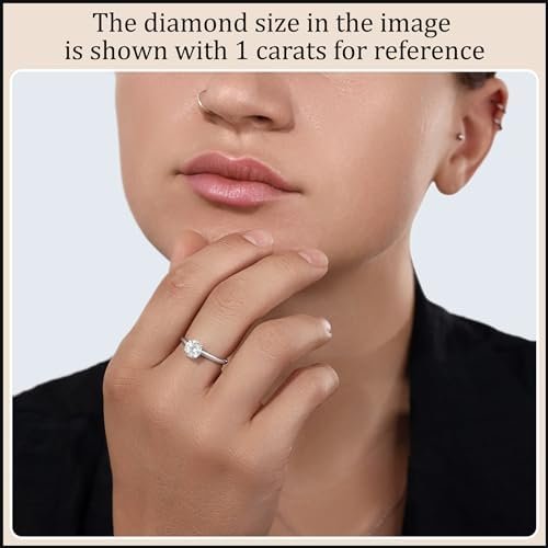 Round Moissanite or Lab Grown White Diamond Classic Solitair...