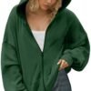 Oversized Zip Up Hoodies for Women Men Fleece Drop Shoulder ...