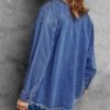 Vetinee Women’s Oversized Button Up Frayed Hem Shacket Long ...