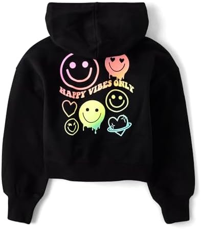 The Children's Place Girls' Long Sleeve Cropped Hooded Zip U...