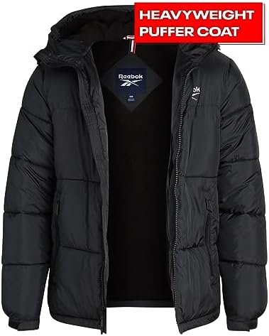 Reebok Men's Puffer Jacket - Heavyweight Quilted Puffer Coat...