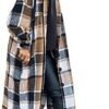 SKIKYAN Women Fall Flannel Plaid Shacket Jacket Oversized Bu...