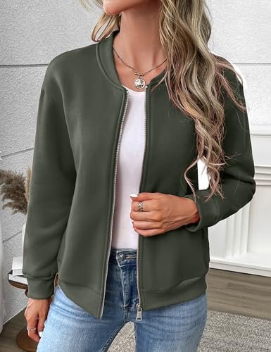 Women's Zip Up Sweatshirts Jackets Long Sleeve Bomber Jacket...
