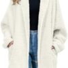 Zilcremo Women Oversized Fleece Cardigan Open Front Shawl Co...