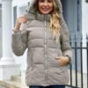 Puffer Jacket Womens Winter Coat with Hood Warm Lightweight ...